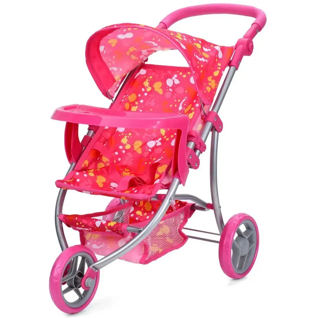 Коляска для кукол прогулочная трехколесная из металла и текстиля 62 см Розовый (150-98-9377B-T-VLP)