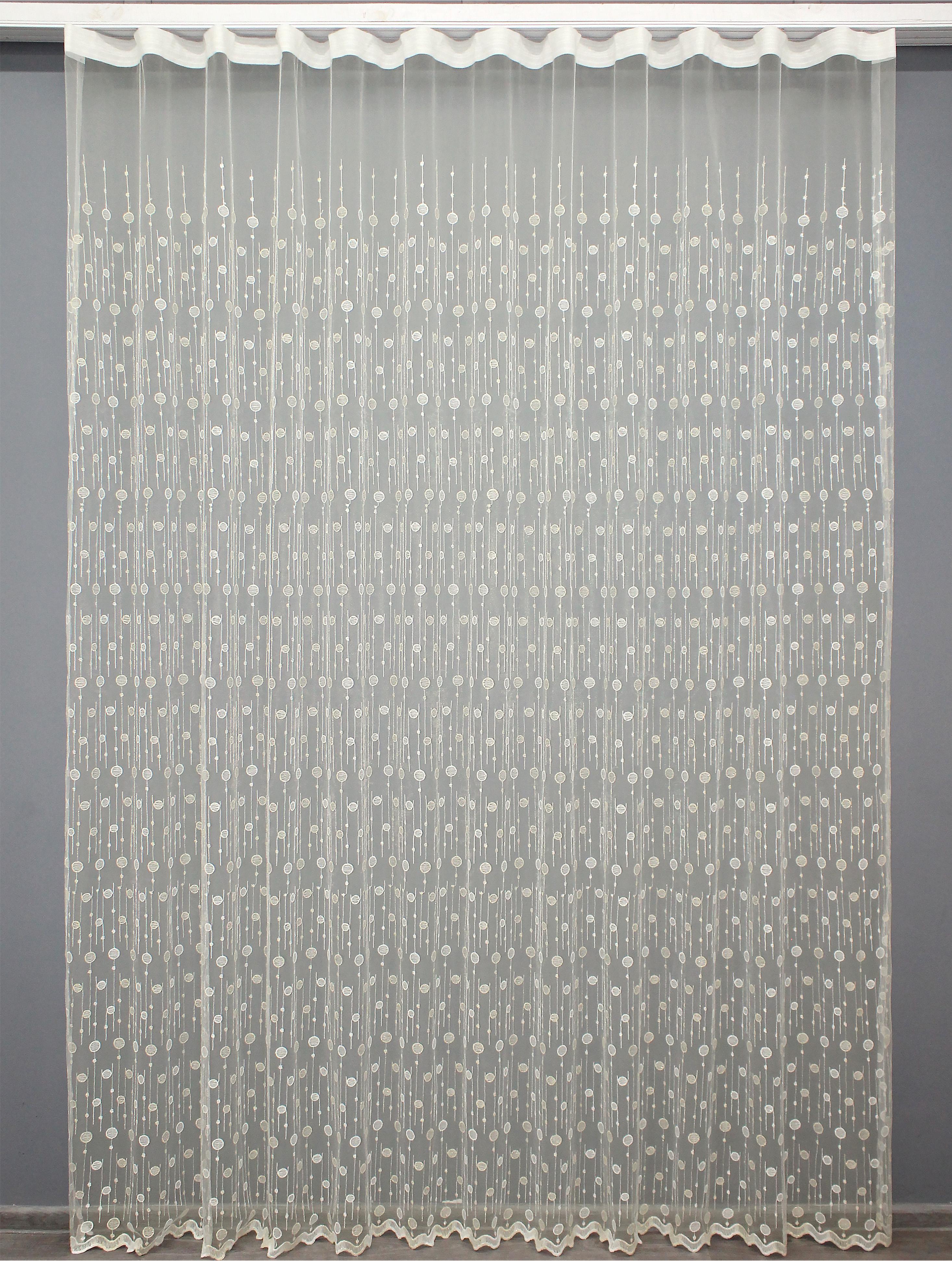 Тюль VR-Textil 1386т Фатин с вышивкой 300х270 см Кремовый (42-0140)