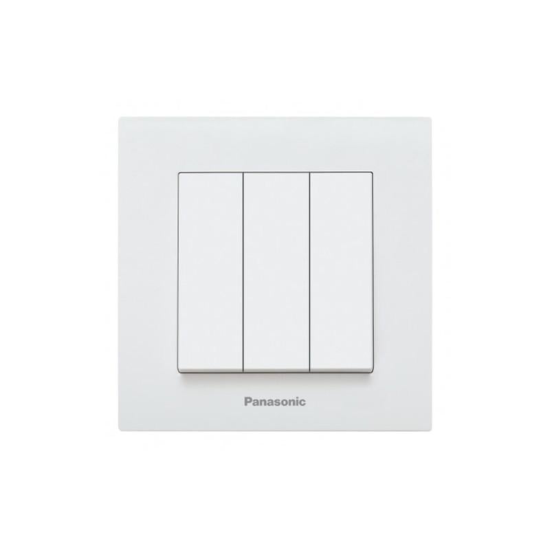 Выключатель трехклавишный Panasonic Karre Plus 55 с рамкой ABS Белый (WDTC90152WH-UA1)
