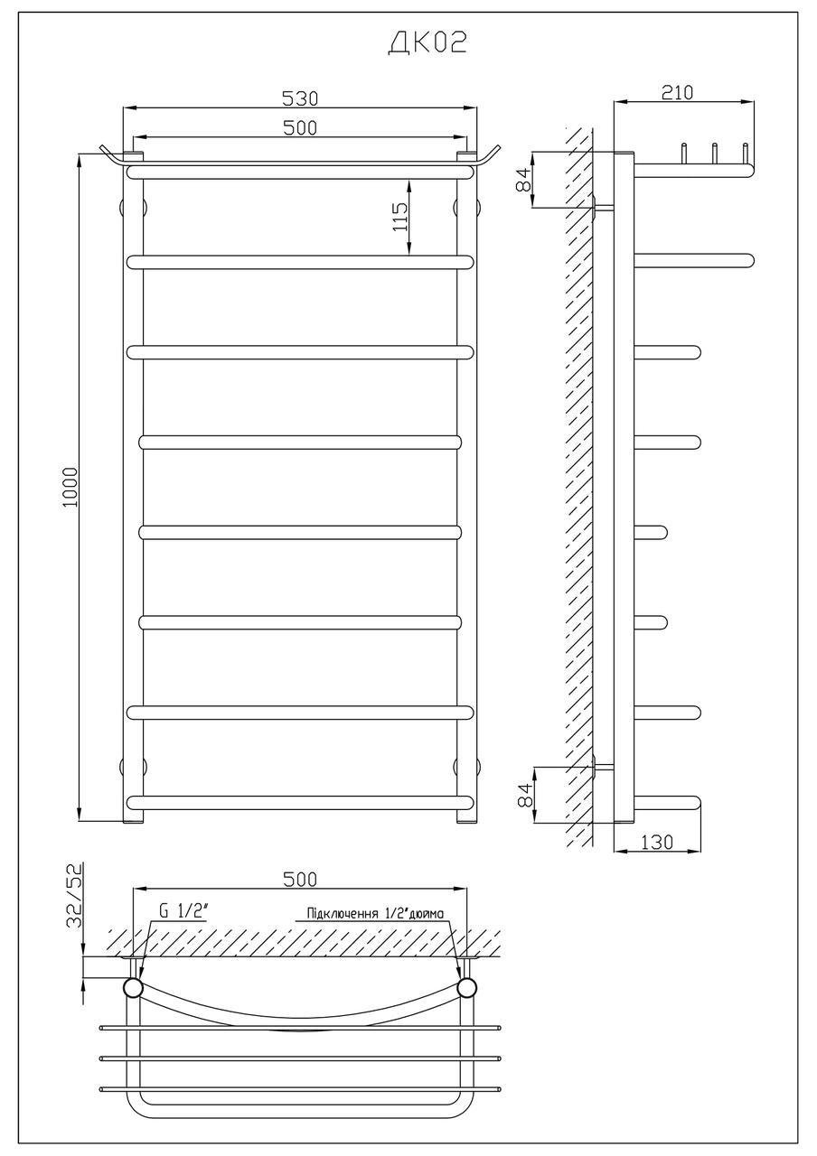 Полотенцесушитель Kosser Канна 1000х530 мм Хром (ДК02) - фото 3