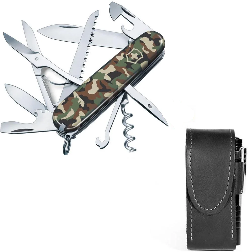 Комплект ніж Victorinox Huntsman Millitary 1.3713.94/чохол з ліхтариком