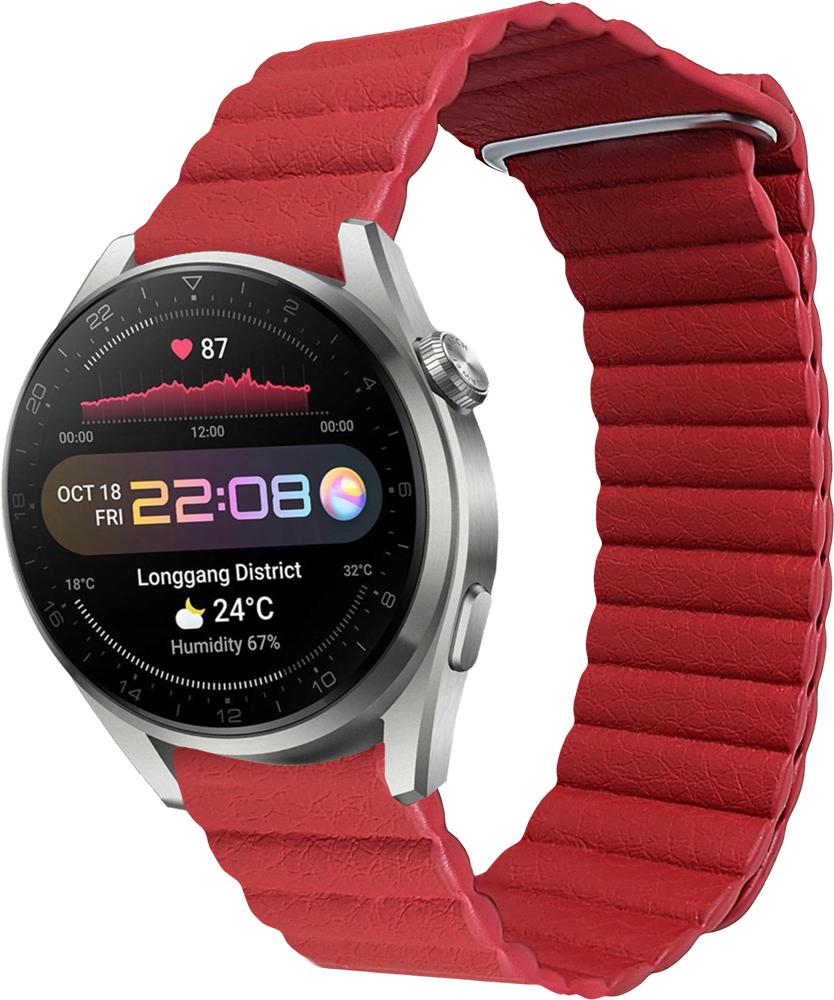 Ремешок кожаный Genis для Huawei Watch 3 Pro Red (26525-2D)