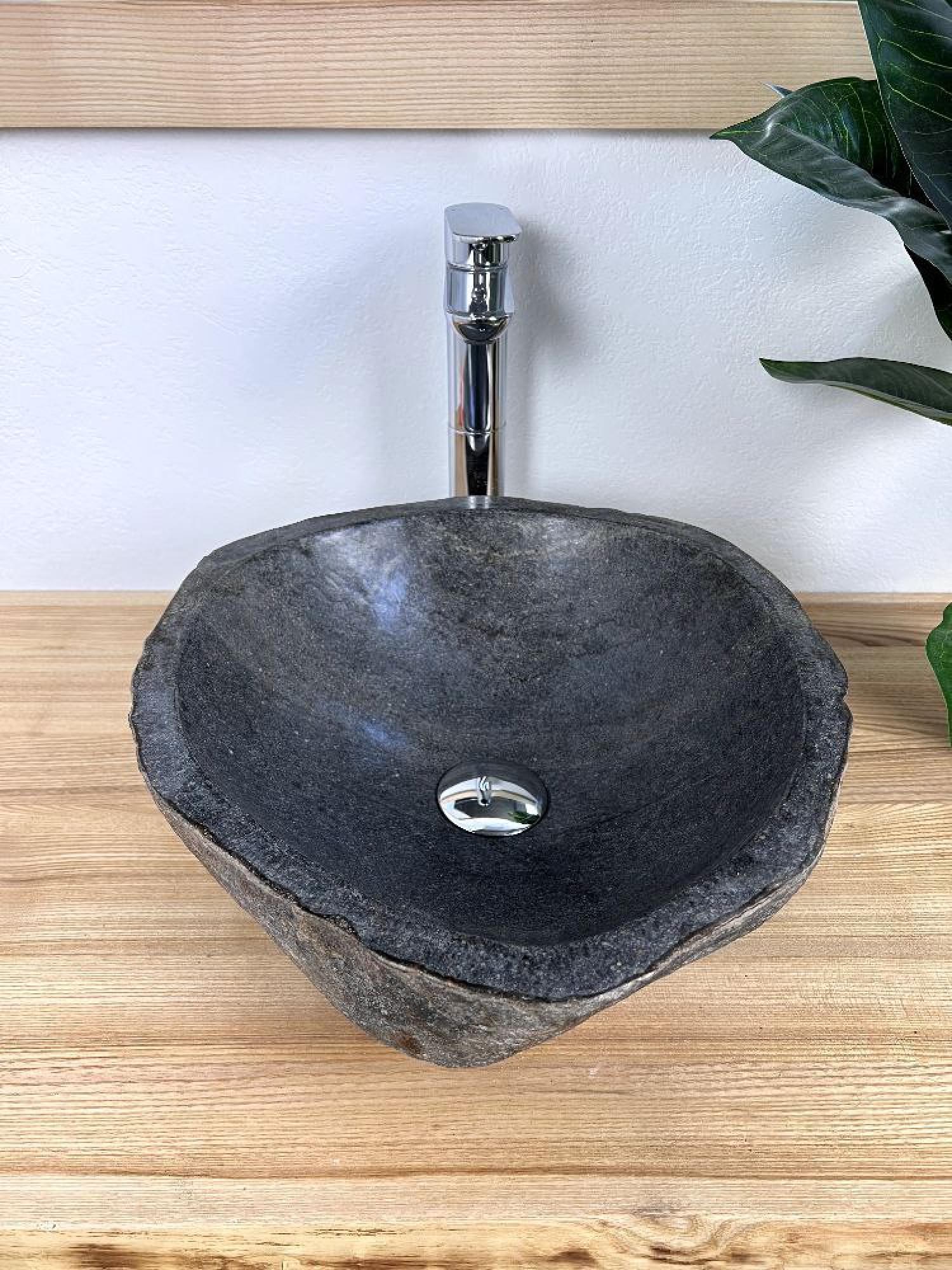 Раковина SpiritofStone накладная из речного камня 37 см (RS.8.5)