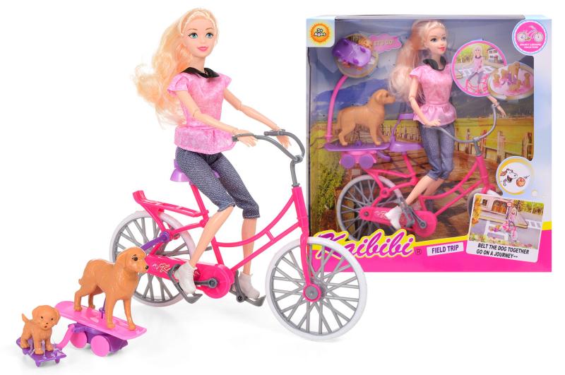 Лялька A-Toys Каibibi на велосипеді з собачками 32x33x9 см Різнобарвний (BLD144)
