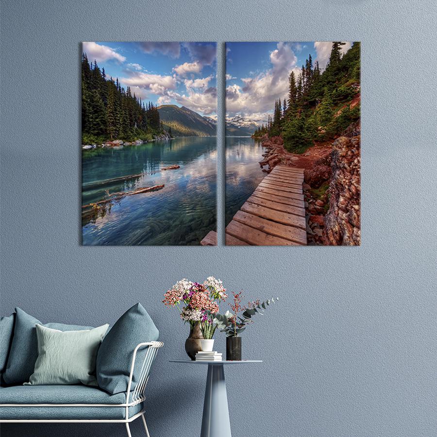 Модульная картина на холсте Диптих Холодная горная река 165x122 см (589-2)