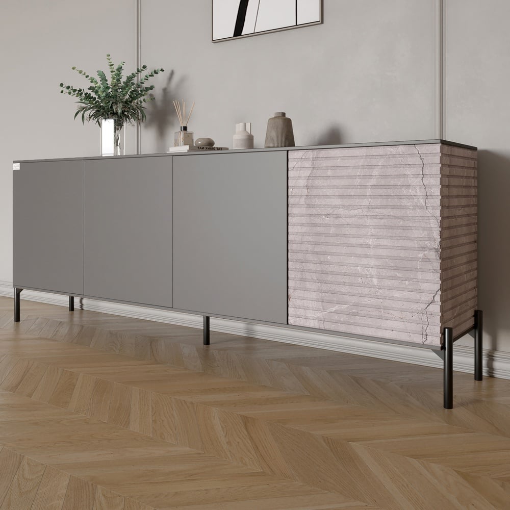 Комод Lion Грей 204x38x76,5 см Антрацит/Камень (LION-042606)