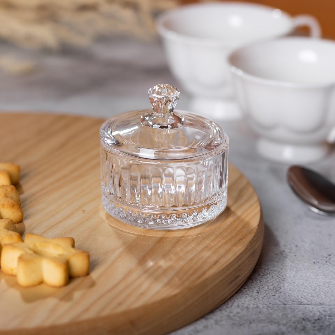 Цукерниця з кришкою кругла скляна 6,5 см (5974) - фото 6 Цукерниця з кришкою кругла скляна 6,5 см (5974) - фото 6