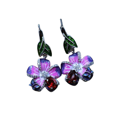 Сережки жіночі Персикові квіти Фіолетово-рожевий (1910390133)