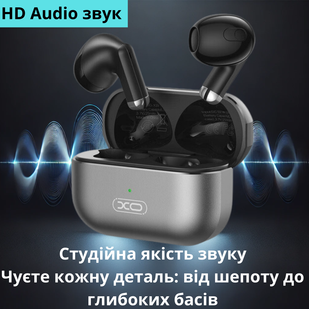 Навушники міні бездротові XO X29 Bluetooth 5.3 TWS з мікрофоном для телефону з зарядним кейсом (23599184) - фото 5 Навушники міні бездротові XO X29 Bluetooth 5.3 TWS з мікрофоном для телефону з зарядним кейсом (23599184) - фото 5
