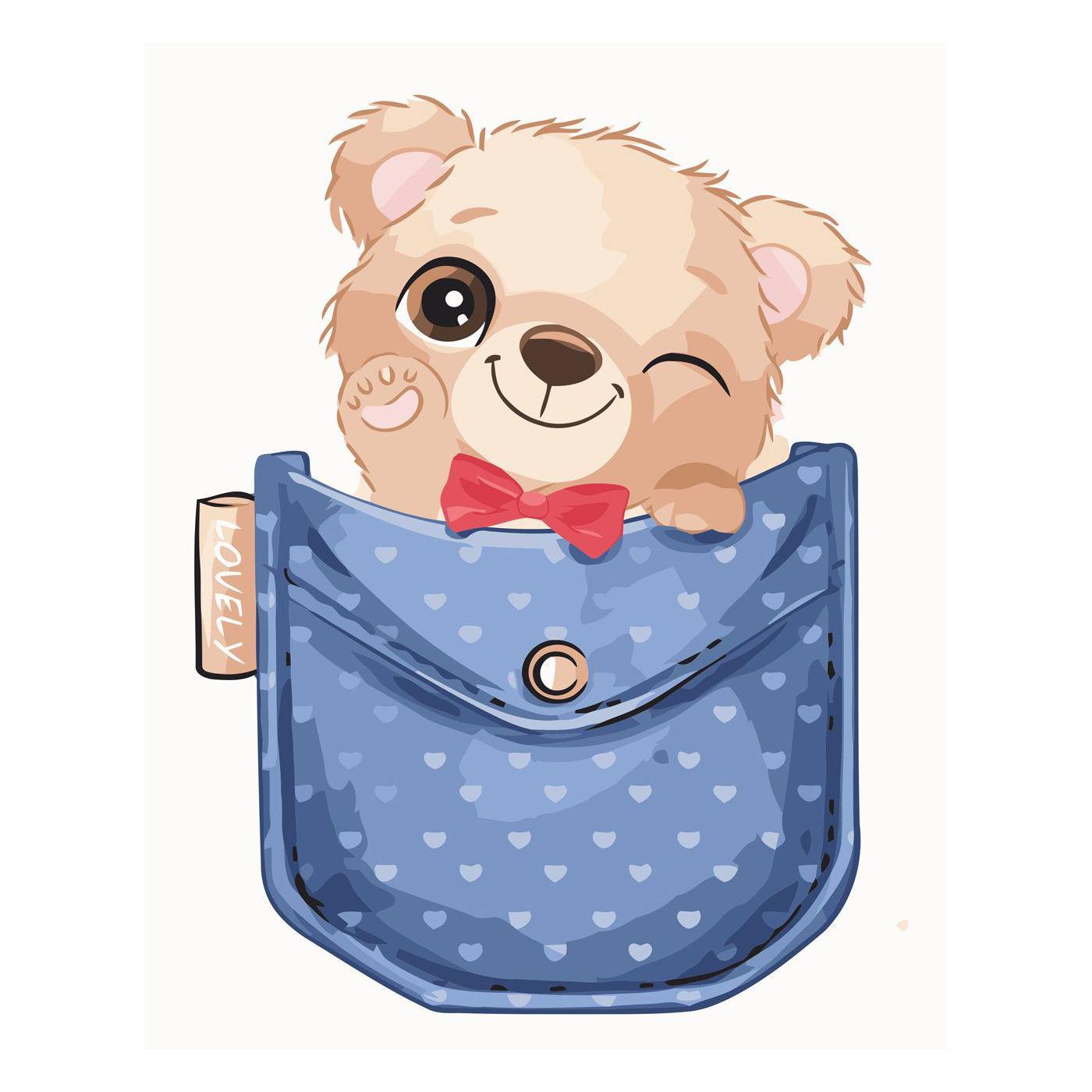 Картина по номерам Strateg Мишка в кармане 30х40 см (SV-0021)