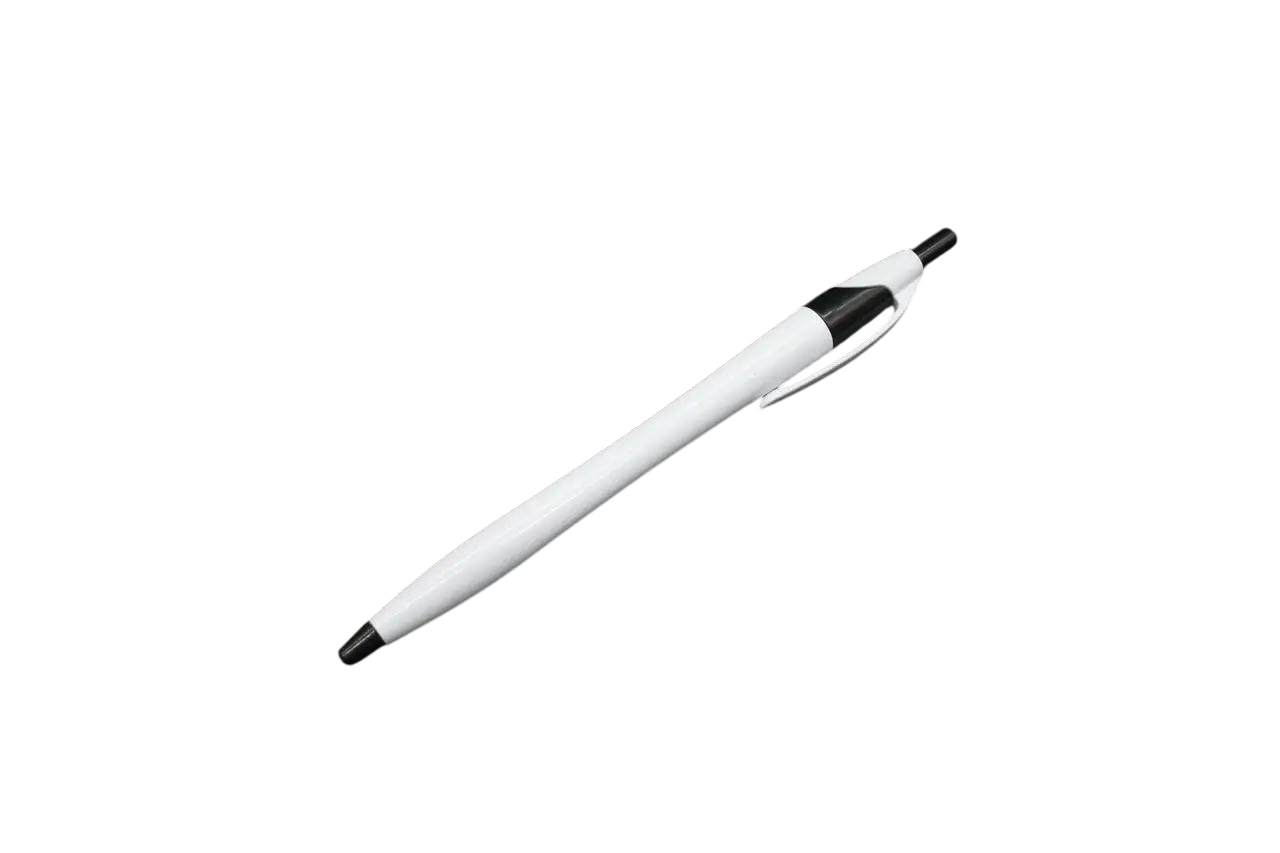 Ручка шариковая синее чернило пластиковая нажимная 15 см Белый с черным (PEN-02)