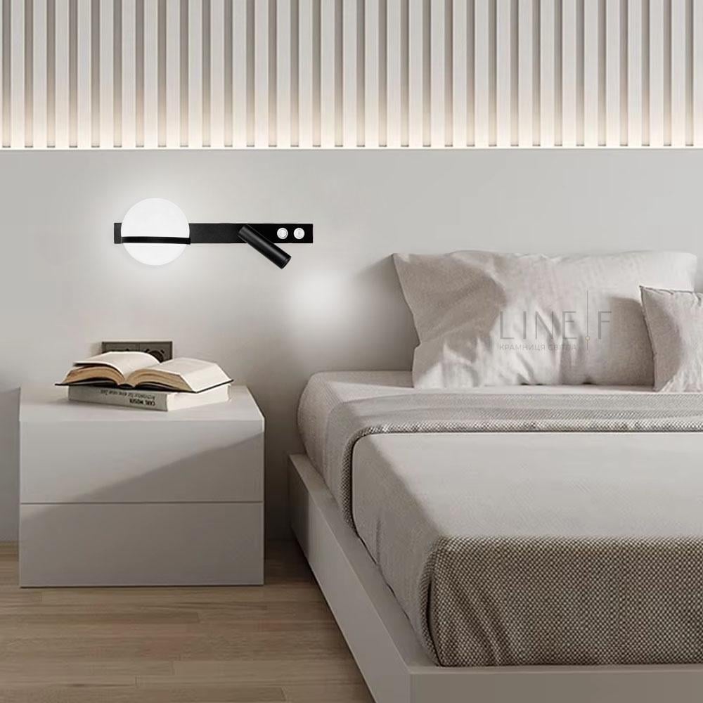 Бра Line F B 87/2 ВK с спотом на 2 выключателя Черный (3990_7356)