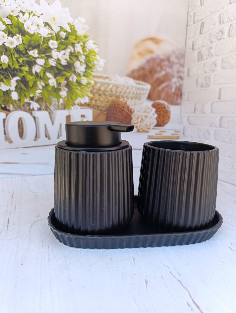 Набор аксессуаров для ванной комнаты A-Plus 232B керамика 3 предмета Черный (232B)