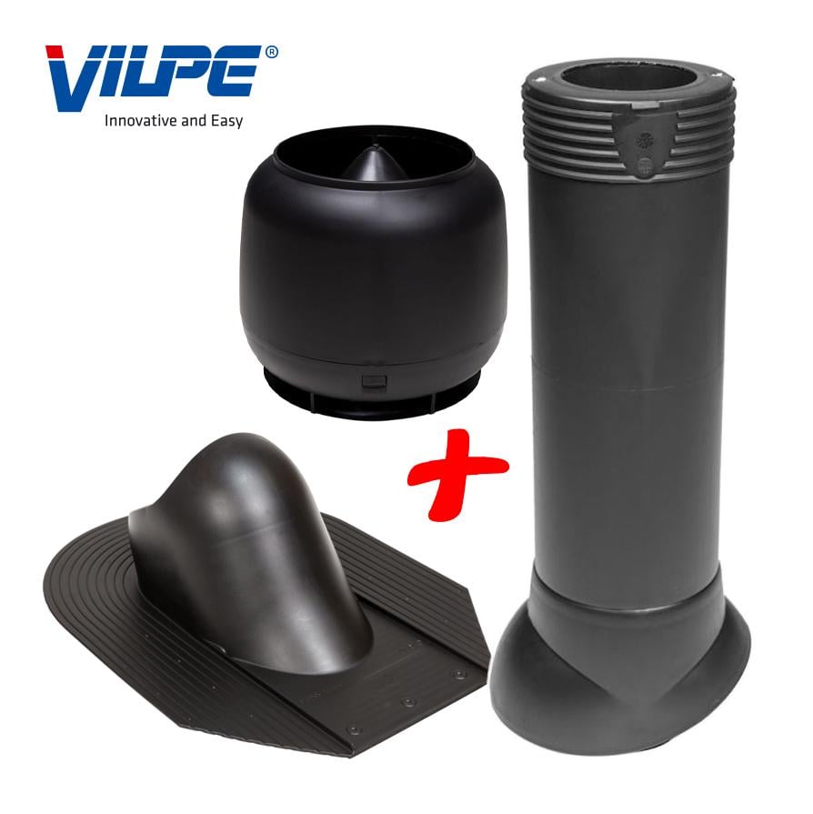 Вихід фанової труби Vilpe для бітумної черепиці утеплений Ø 110 мм 500 мм 9005 Чорний (30131880) - фото 4