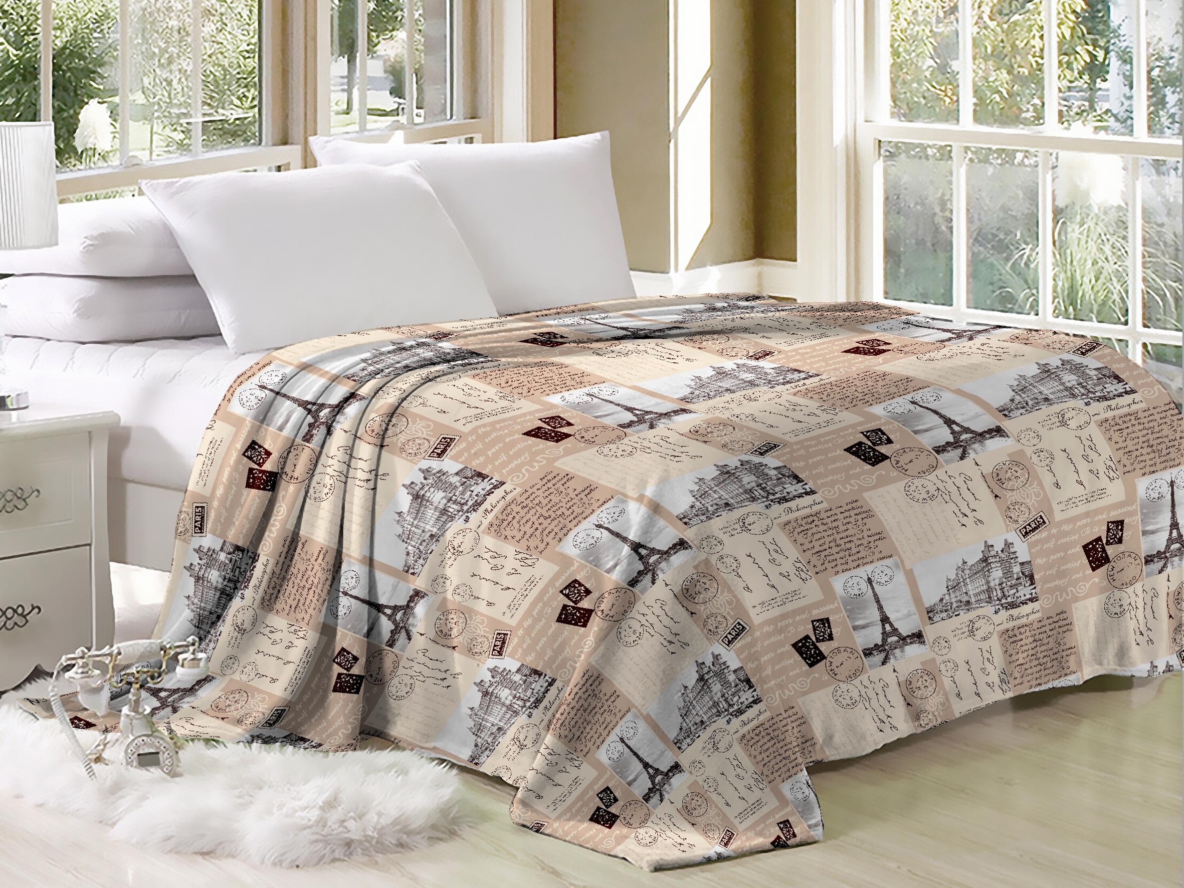 Плед из микрофибры Велсофт Париж открытка 200х220 см (15026458)