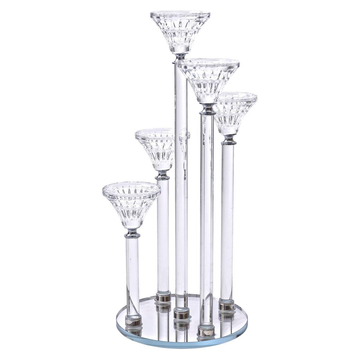 Подсвечник стеклянный на ножке на 5 свечей Light House LG-30108 CL высота 38 см Прозрачный