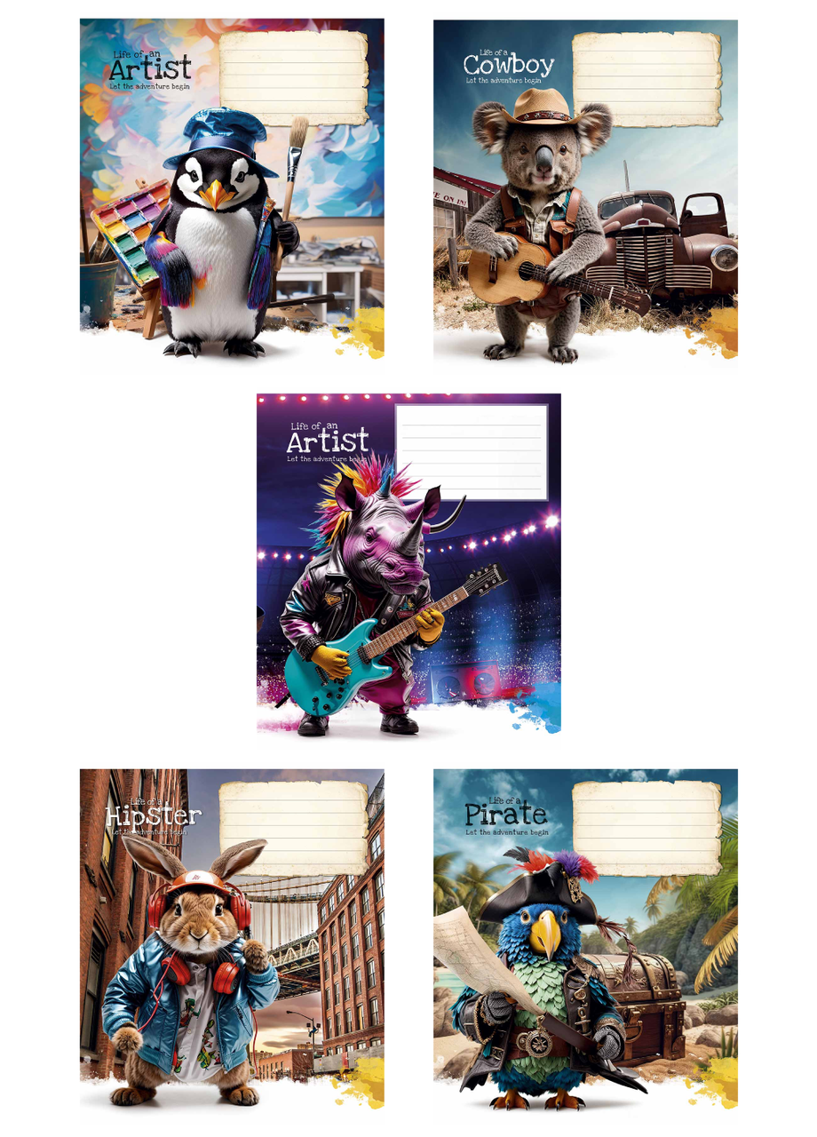 Тетради Школярик Cool adventures 3413 УФ-лак в линию 5 шт. по 12 л. (4820006472528)