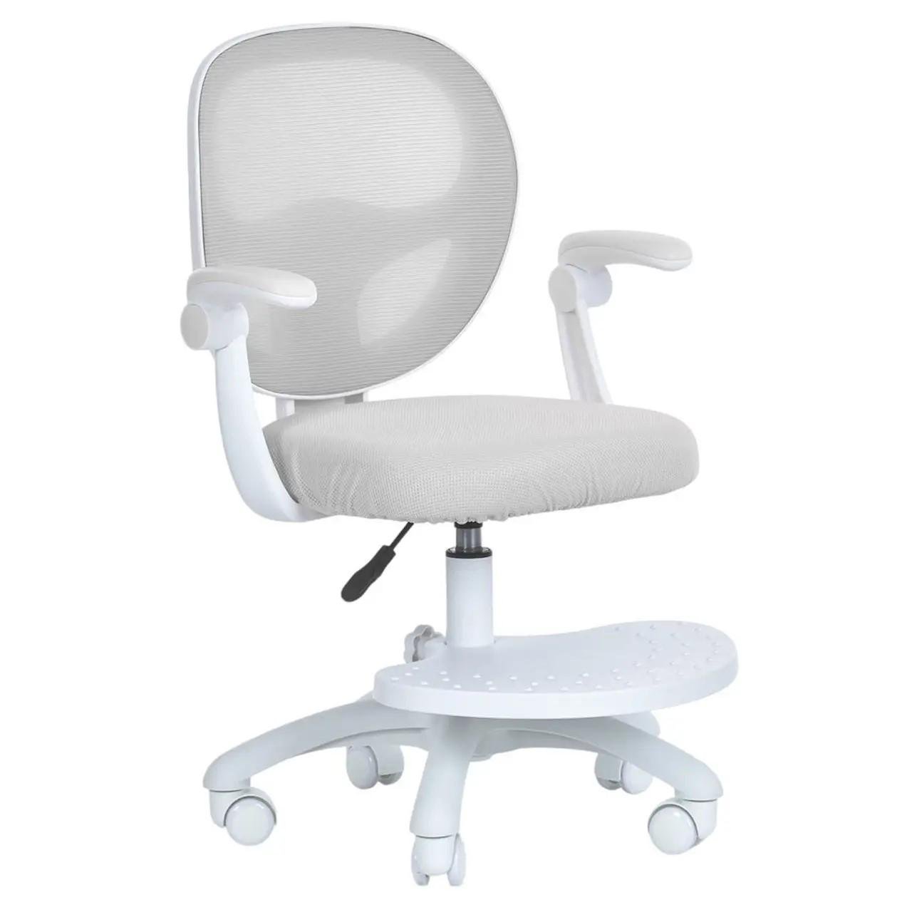 Дитяче крісло з підлокітником та підніжкою блокування коліс/м'яке сидіння/спинка із сітки регуляція висоти Сірий (M 6056-11)