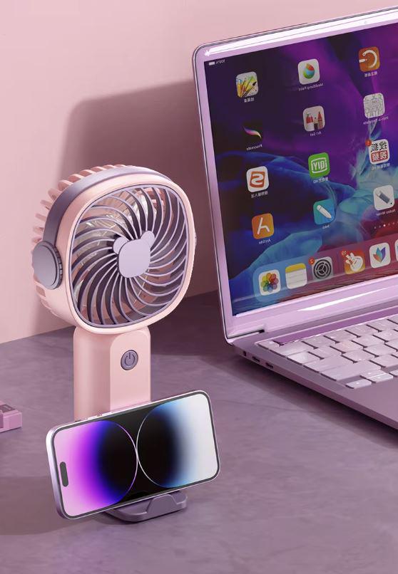 Вентилятор мини ручной LY-838 от USB с подставкой Розовый - фото 7