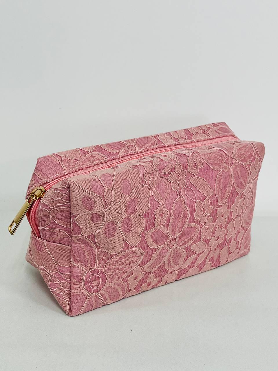 Косметичка текстильна Квіти Рожевий
