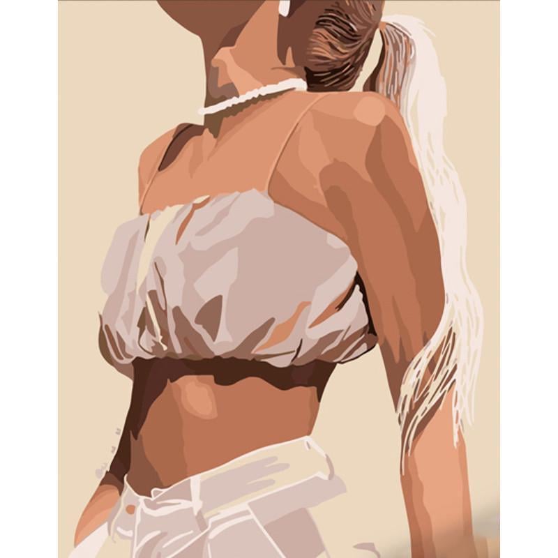 Картина за номерами Strateg Преміум Білий топ 40х50 см (DY334)