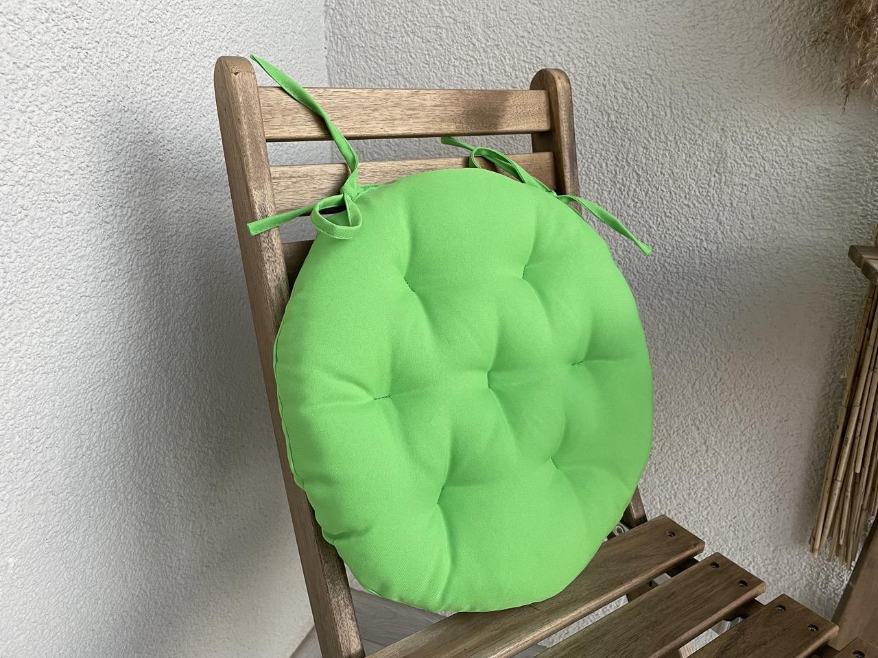 Подушка на стілець кругла Кедр на Лівані Color з зав'язками 40x40х5 см Салатовий - фото 4