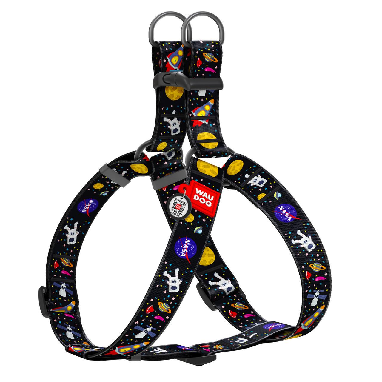 Шлей для собак Waudog Nylon с QR паспортом NASA пластиковый фастекс XL (324-0047)
