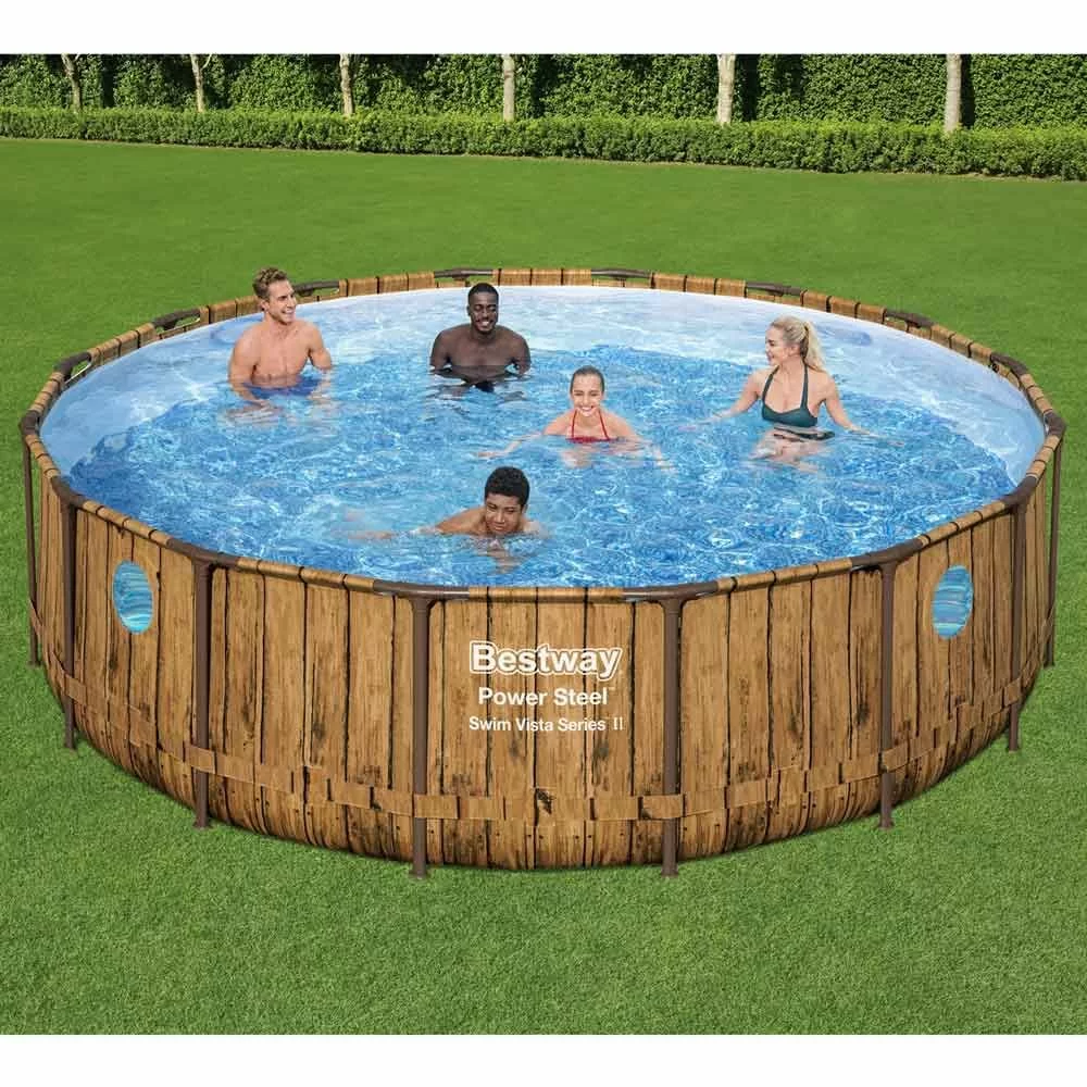 Бассейн каркасный Bestway Дерево 56725 с картриджным фильтром лестницей и тентом 488х122 см - фото 4 Бассейн каркасный Bestway Дерево 56725 с картриджным фильтром лестницей и тентом 488х122 см - фото 4