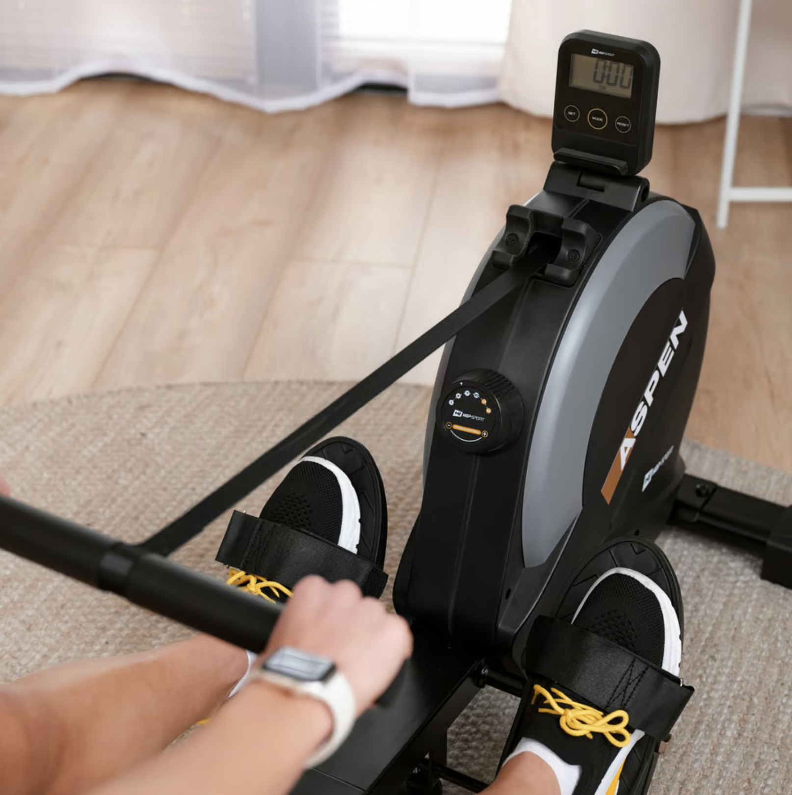 Гребний тренажер Hop-Sport HS-080R Aspen магнітний Чорно-золотистий (4904) - фото 8 Гребний тренажер Hop-Sport HS-080R Aspen магнітний Чорно-золотистий (4904) - фото 8