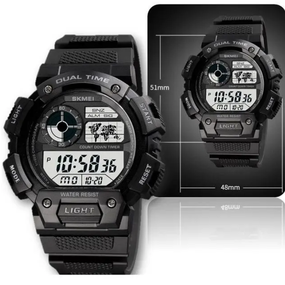 Наручные часы мужские Skmei электронные военные с подсветкой водостойкие ударопрочные Черный (1723) - фото 7 Наручные часы мужские Skmei электронные военные с подсветкой водостойкие ударопрочные Черный (1723) - фото 7