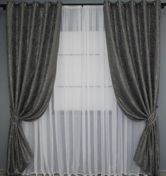 Комплект штор на люверсах лен Pavliani ХО 1,5х2,5 м 2 шт. Серо-коричневый (1267ш 37-0100 1)