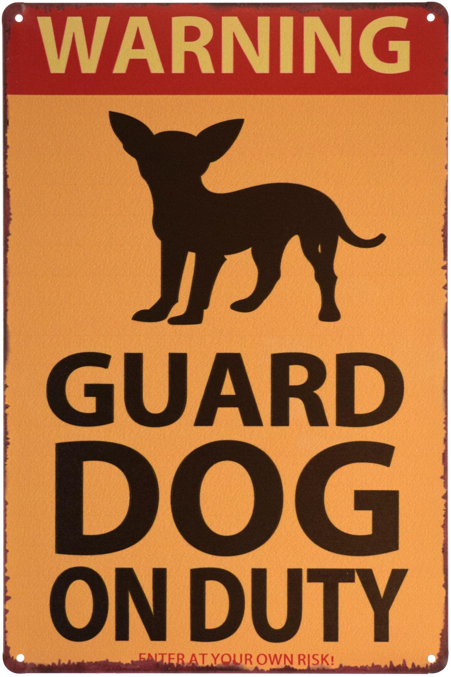 Табличка металева Увага Чергує Сторожовий Пес/Warning! Guard Dog On Duty 20x30 см