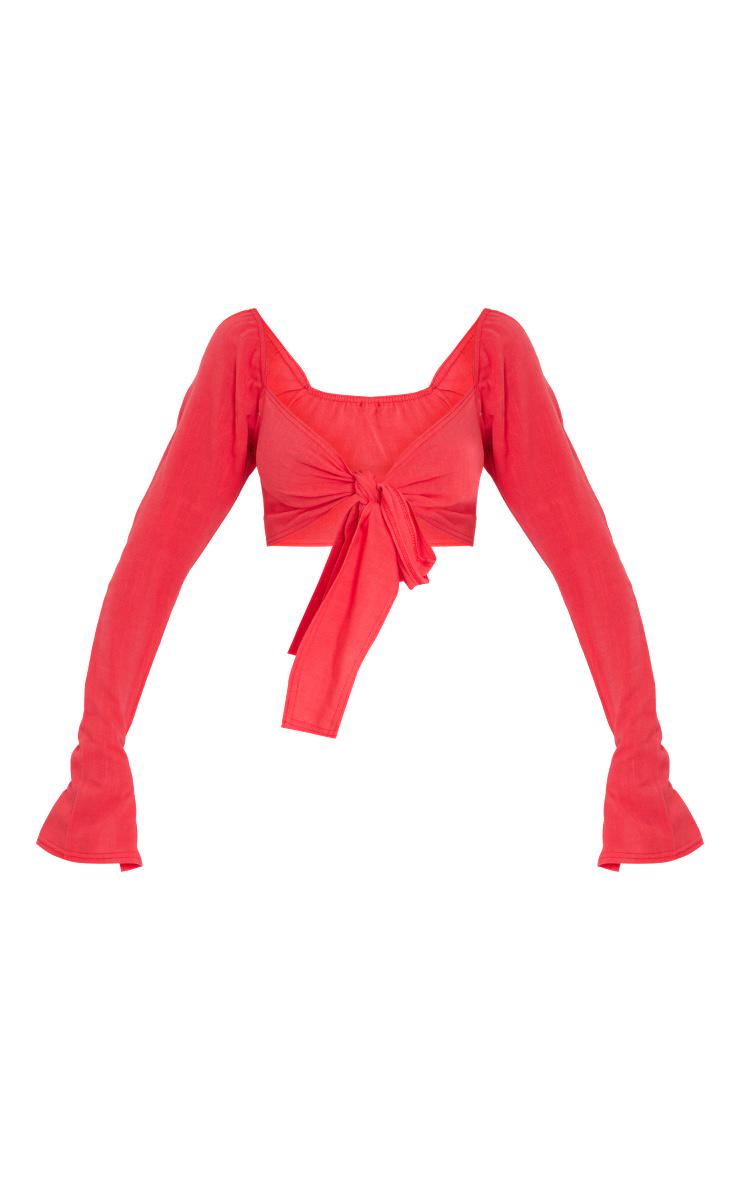 Топ женский Pretty Little Thing льняной на завязке XS Коралловый Топ женский Pretty Little Thing льняной на завязке XS Коралловый