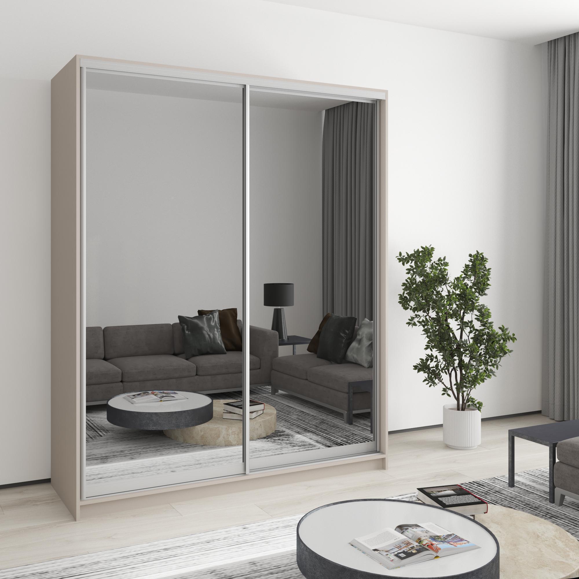 Шкаф-купе двухдверный MebelStar Стандарт AL 2 зеркала 170x45x210 см Кашемир (MBS-2493)