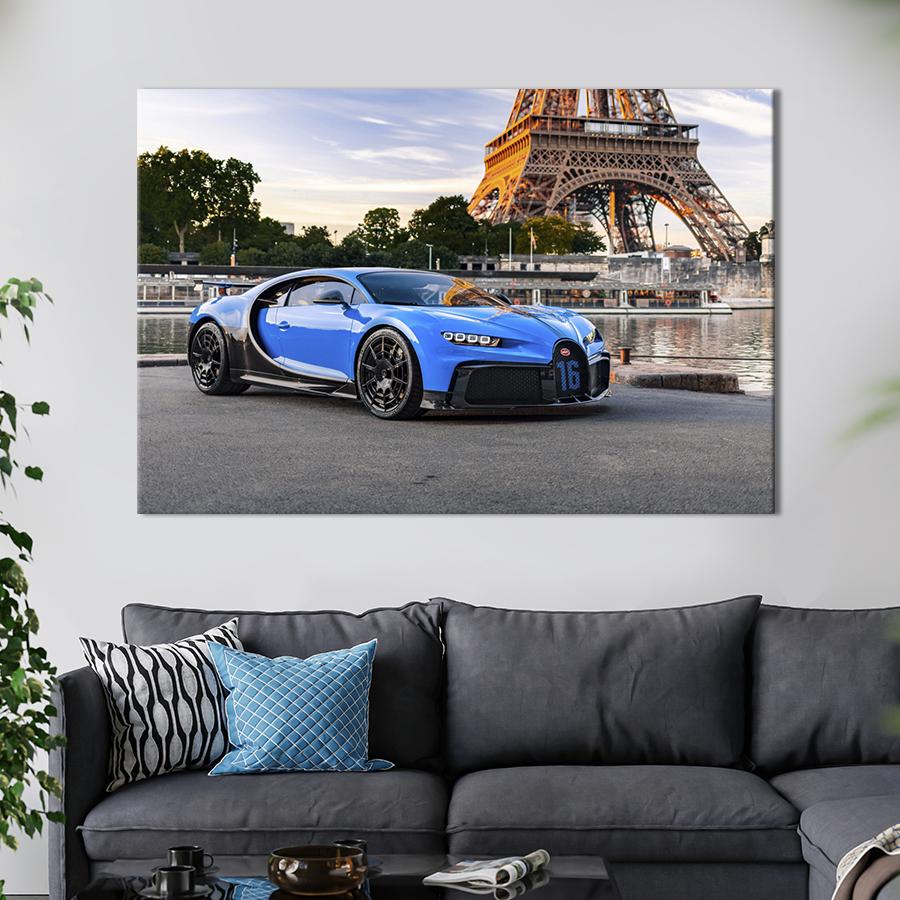 Картина на холсте Голубой Bugatti Chiron 51x34 см (1298-1)