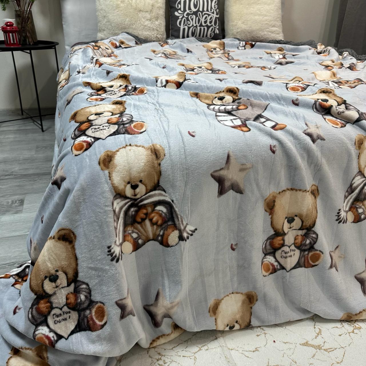 Плед-покрывало двустороннее с рисунком 200х220 см Серый (PL-2-4) - фото 5