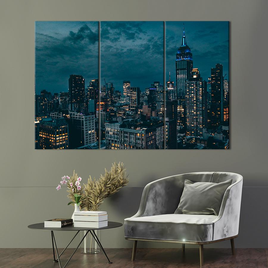 Картина город Огни тёмного Манхэттена 156x100 см (A558-3)