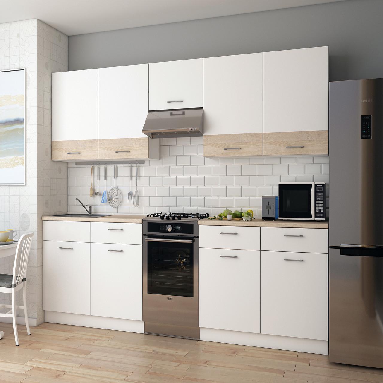 Кухня модульна Лея Doros 300х60х250 см Білий/Дуб сонома (DRS-011378) - фото 2 Кухня модульна Лея Doros 300х60х250 см Білий/Дуб сонома (DRS-011378) - фото 2