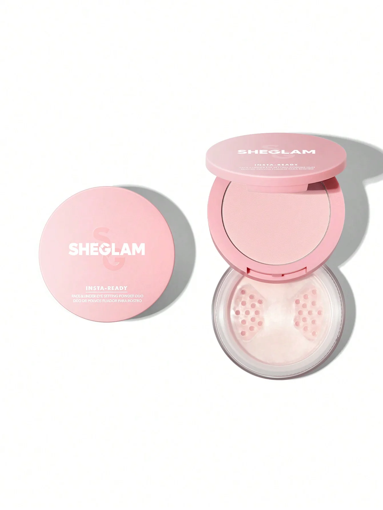 Пудра подвійна для обличчя 2в1 SHEGLAM Insta Ready Face&Under Eye Setting Powder Duo Bubblegum 7х7 г - фото 4