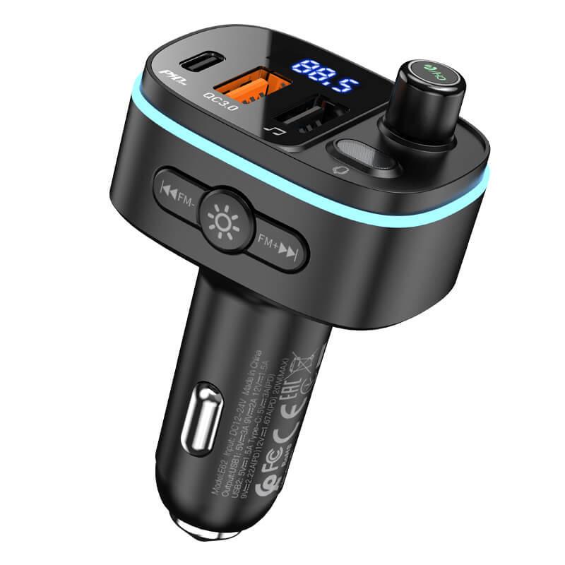 Адаптер автомобильный Hoco Fast car BT FM transmitter E62 Black (7aa5c92a) - фото 5