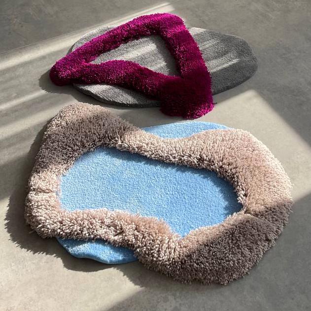 Килим ручної роботи з об'ємним візерунком Абстрактний острівець 75х50 см