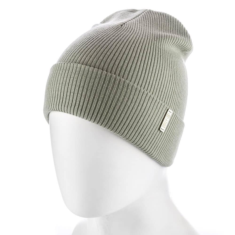 Шапка Zolly ZH206 из вискозы с отворотом двойной вязки Фисташковый