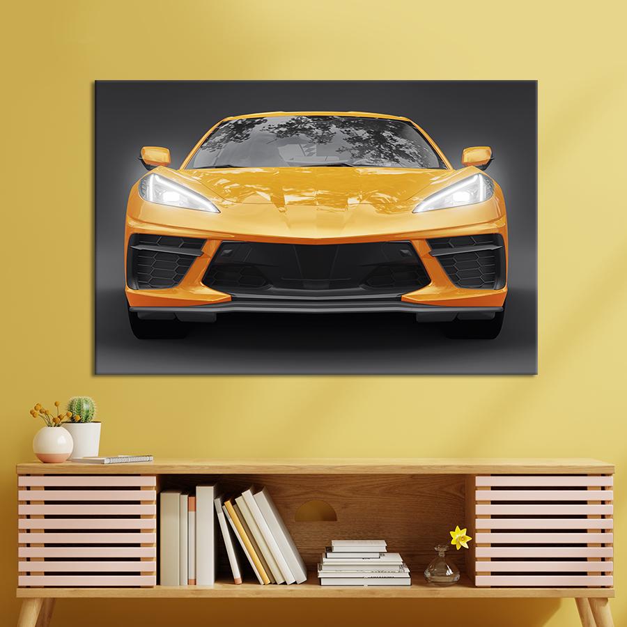 Картина на холсте Оранжевый Chevrolet Corvette 75x50 см (1403-1)