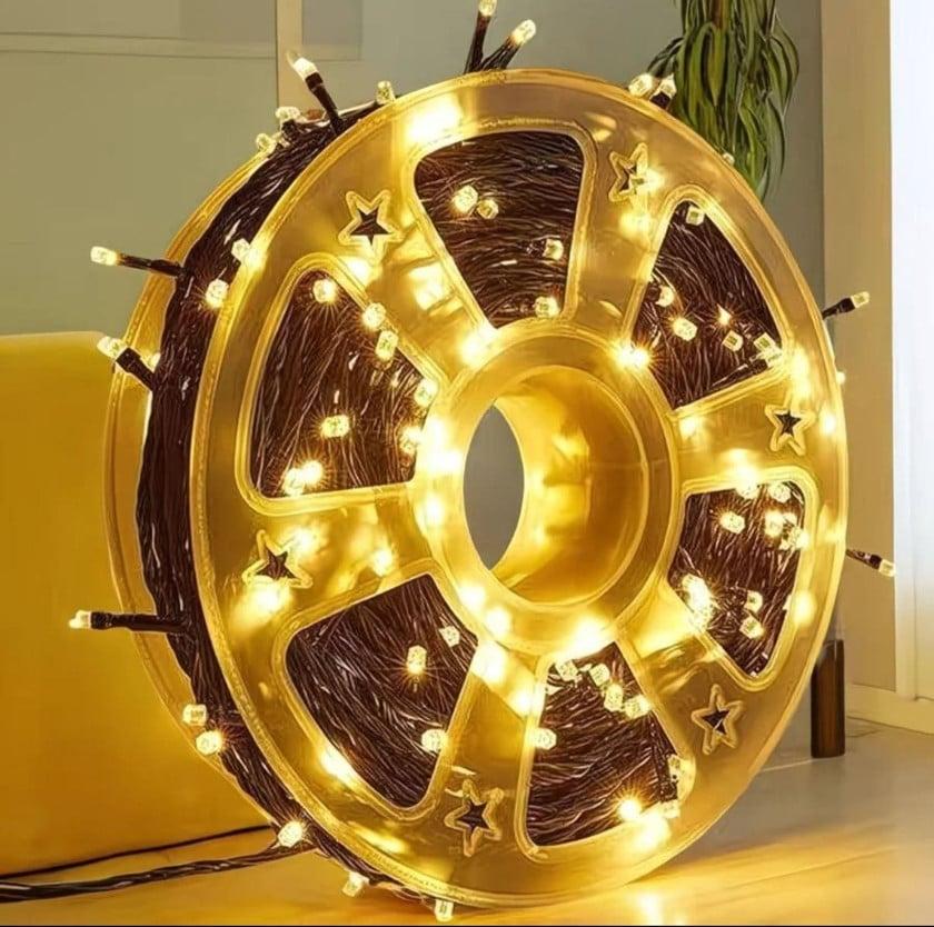 Гирлянда уличная 320LED на катушке ПВХ 2 мм 50 м Черный от сети Белый теплый свет (SZ-1426-070)