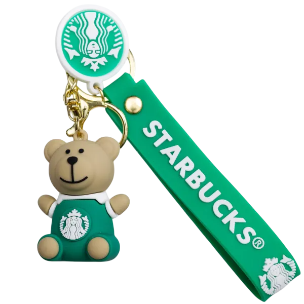 Брелок для ключей Мишка Старбакс 3,5х4,5 см Зеленый