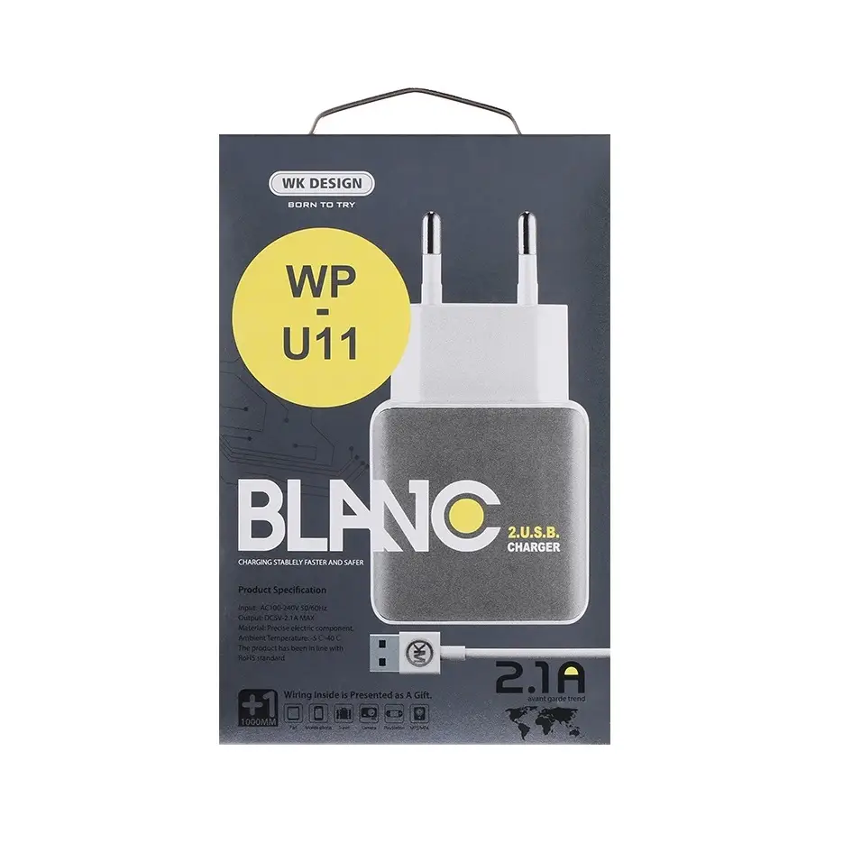 Зарядное устройство сетевое WK WP-U11i Blanc 2,1 A 2USB Lightning 220 V EU Белый (6970349283614)