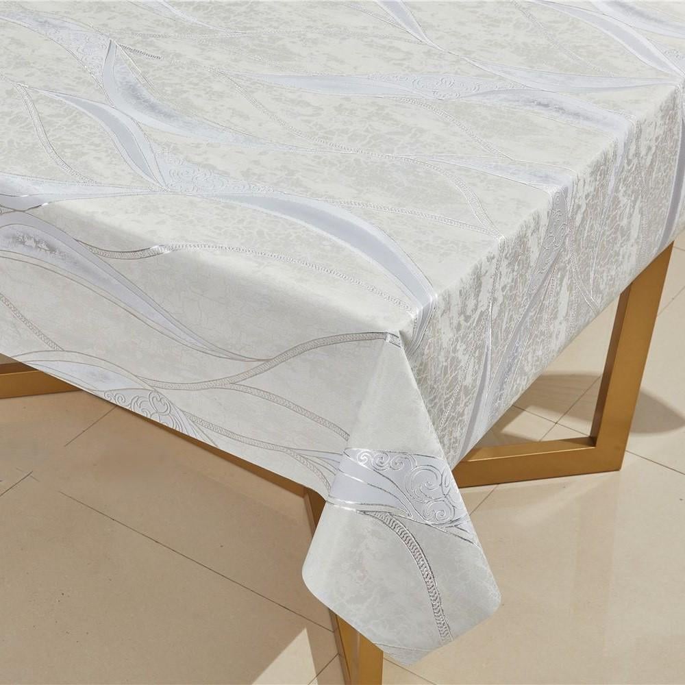 Клеенка на стол Марсель MA-5501DB 1,37х20 м Серебристо-белый (29596352)