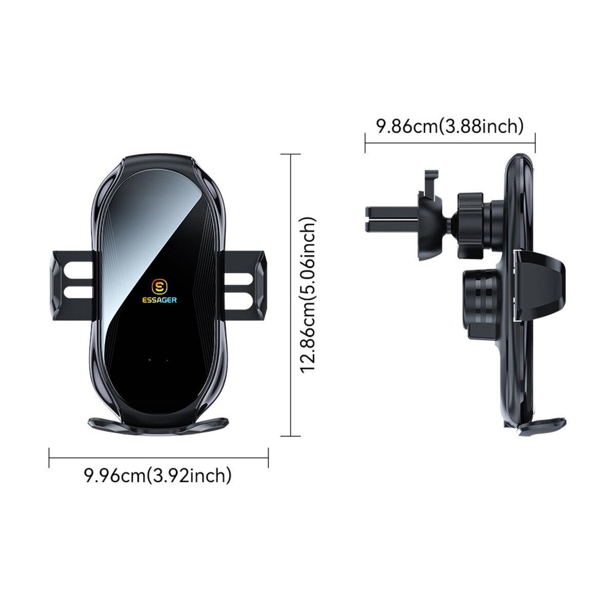 Тримач для телефону в машину Essager Premium Electric Phone Wireless Charger Bracket Black (EZJCFK-ZP01) - фото 3