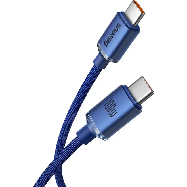 Кабель BASEUS Crystal Shine Series Fast Charging Cable Type-C to Type-C CAJY000603 100W 1,2 м Blue - фото 2