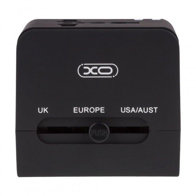 Устройство универсальное зарядное XO WL01 UK/EU/US с двумя USB портами Черный - фото 4